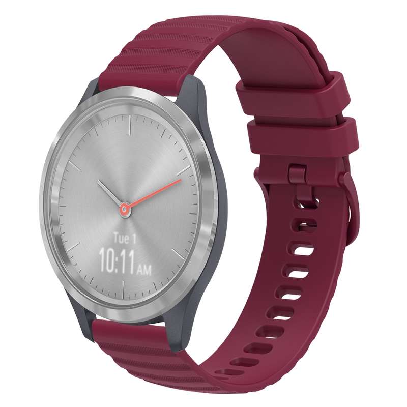 For Garmin Vivomove 3S 18mm Wavy Dotted Solid-Color Silicone Watch Band(Gray)