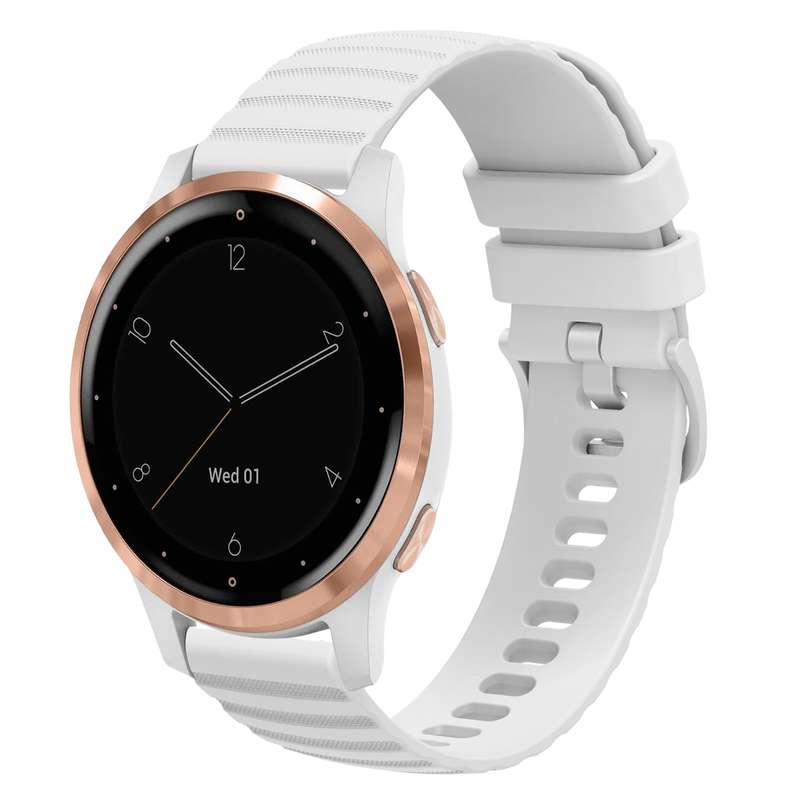 For Garmin Vivoactive 4S 18mm Wavy Dotted Solid-Color Silicone Watch Band(Starlight Color)