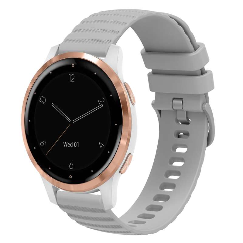 For Garmin Vivoactive 4S 18mm Wavy Dotted Solid-Color Silicone Watch Band(Starlight Color)