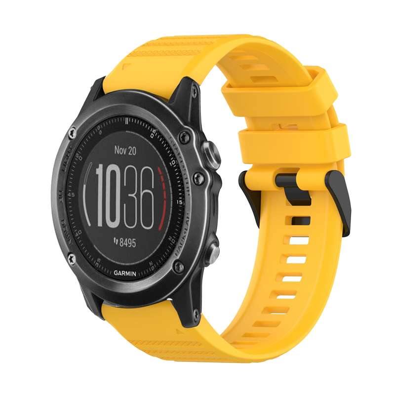 For Garmin Fenix 3 Sapphire 26mm Horizontal Texture Silicone Watch Band with Removal Tool(Black)