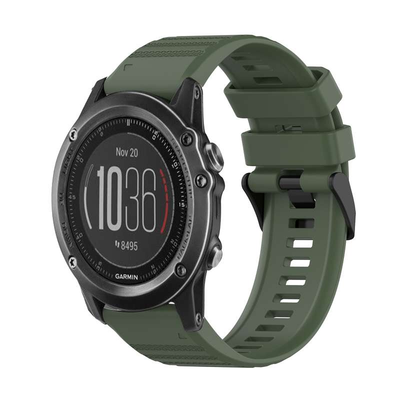 For Garmin Fenix 3 Sapphire 26mm Horizontal Texture Silicone Watch Band with Removal Tool(Black)