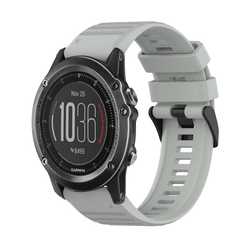 For Garmin Fenix 3 Sapphire 26mm Horizontal Texture Silicone Watch Band with Removal Tool(Black)