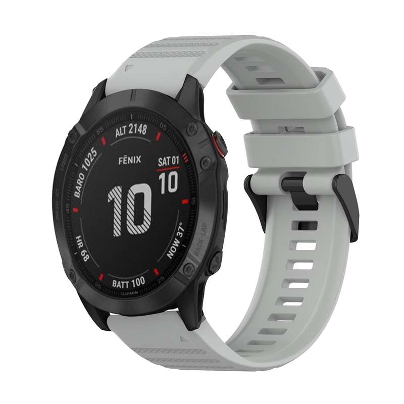 For Garmin Fenix 6 Sapphire GPS 22mm Horizontal Texture Silicone Watch Band with Removal Tool(White)