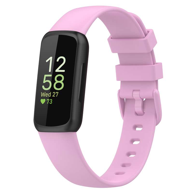 For Fitbit Inspire 3 Solid Color Silicone Watch Band, Size:L(Black)