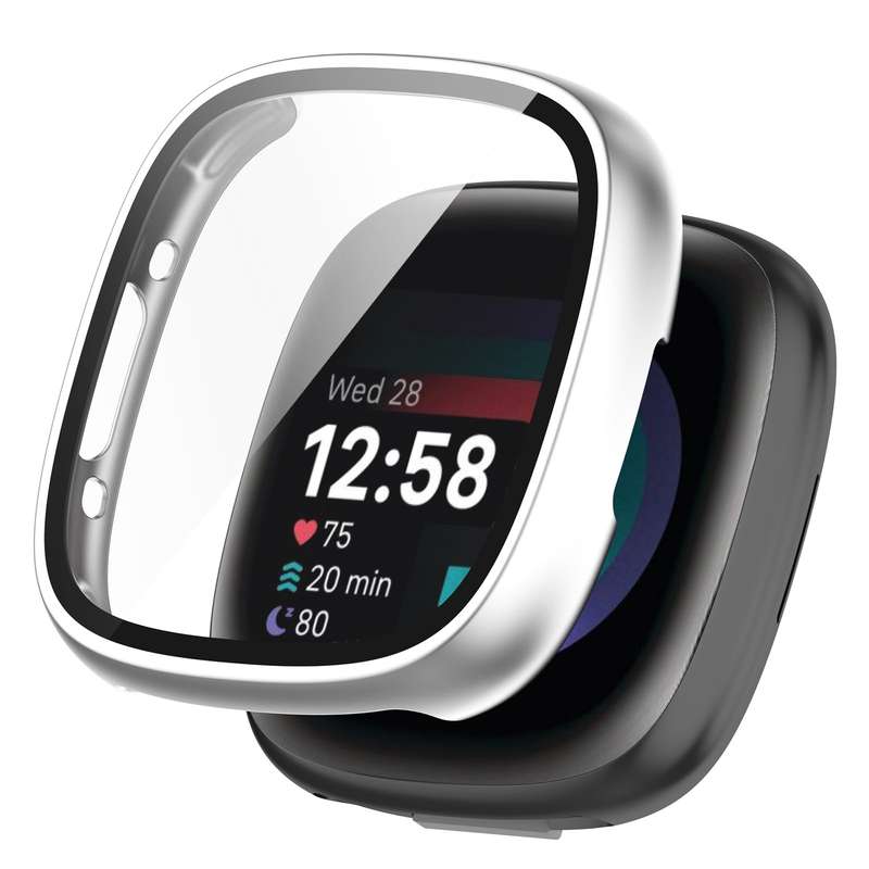 For Fitbit Versa 4 PC+ Toughened Film Integrated Protective Case(Black)