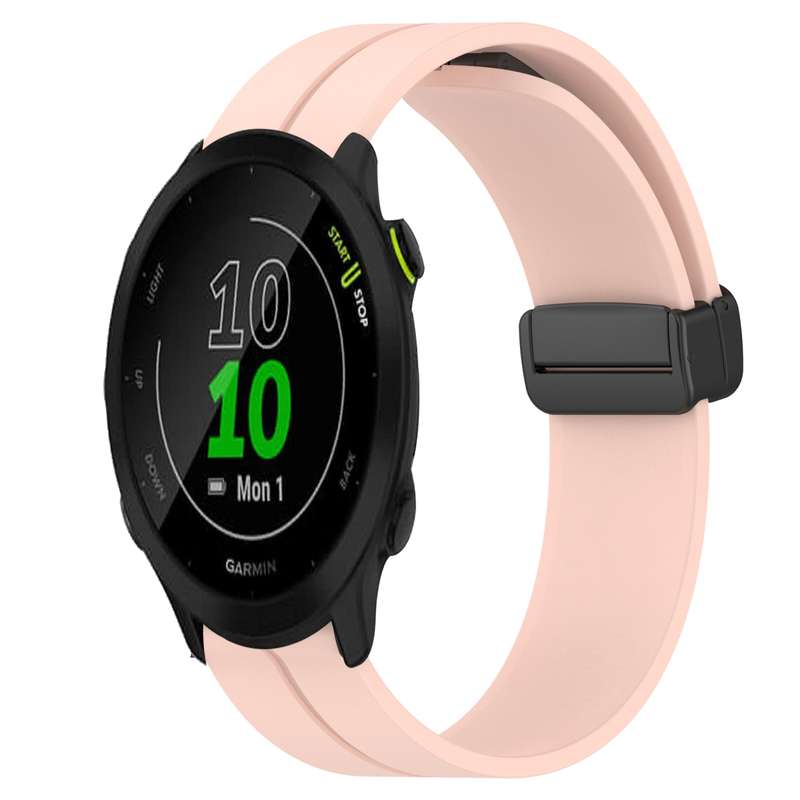 For Garmin Forerunner 55 20mm Solid Color Magnetic Clasp Silicone Watch Band(White)