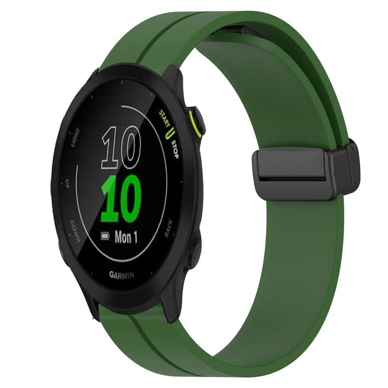 For Garmin Forerunner 55 20mm Solid Color Magnetic Clasp Silicone Watch Band(White)