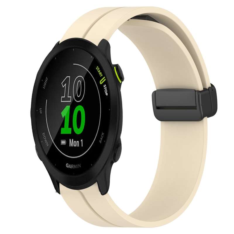 For Garmin Forerunner 55 20mm Solid Color Magnetic Clasp Silicone Watch Band(White)