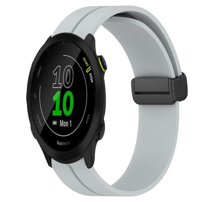 For Garmin Forerunner 55 20mm Solid Color Magnetic Clasp Silicone Watch Band(White)