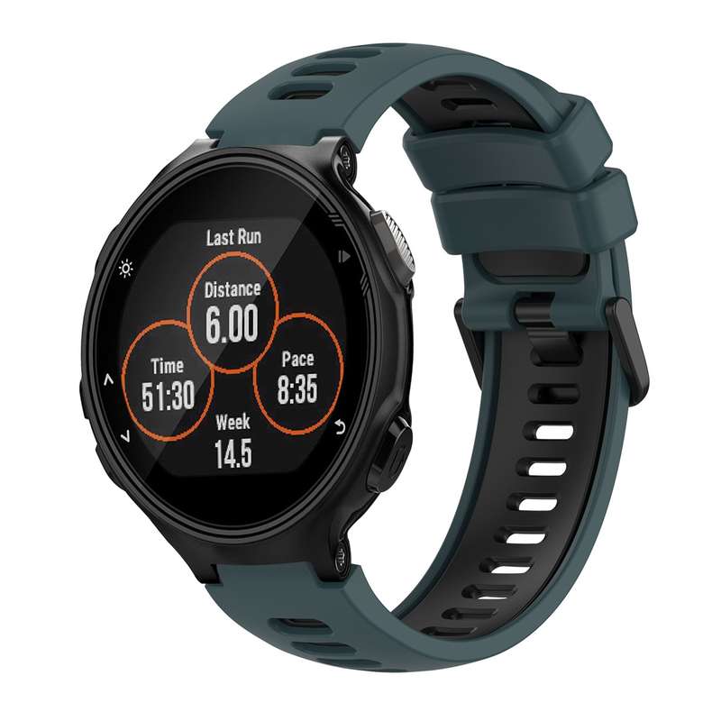 For Garmin Forerunner 735 / 735XT Two-Color Silicone Watch Band(Teal+Grey)