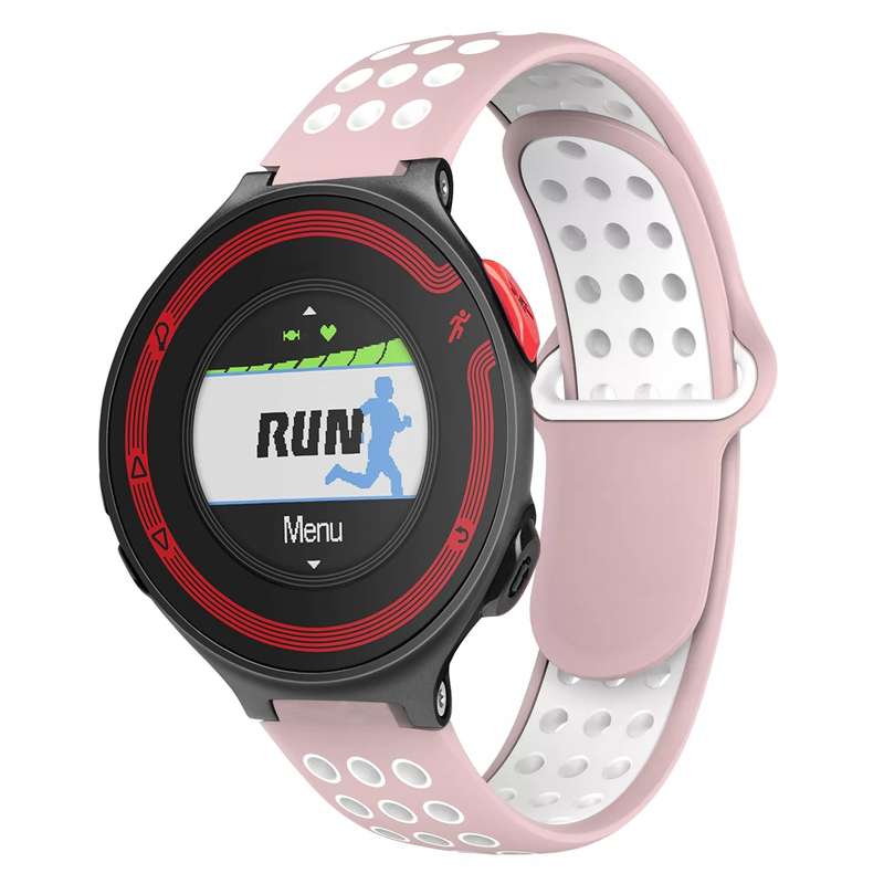 For Garmin Forerunner 220 Two-Color Punched Breathable Silicone Watch Band(Black+Grey)