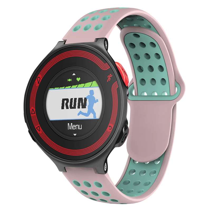 For Garmin Forerunner 220 Two-Color Punched Breathable Silicone Watch Band(Black+Grey)