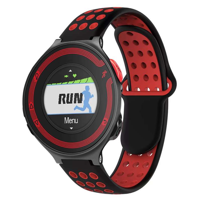 For Garmin Forerunner 220 Two-Color Punched Breathable Silicone Watch Band(Black+Grey)