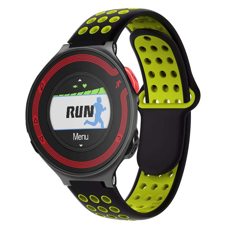 For Garmin Forerunner 220 Two-Color Punched Breathable Silicone Watch Band(Black+Grey)