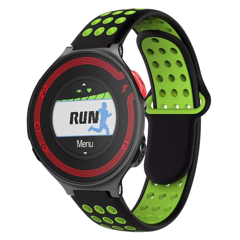 For Garmin Forerunner 220 Two-Color Punched Breathable Silicone Watch Band(Black+Grey)