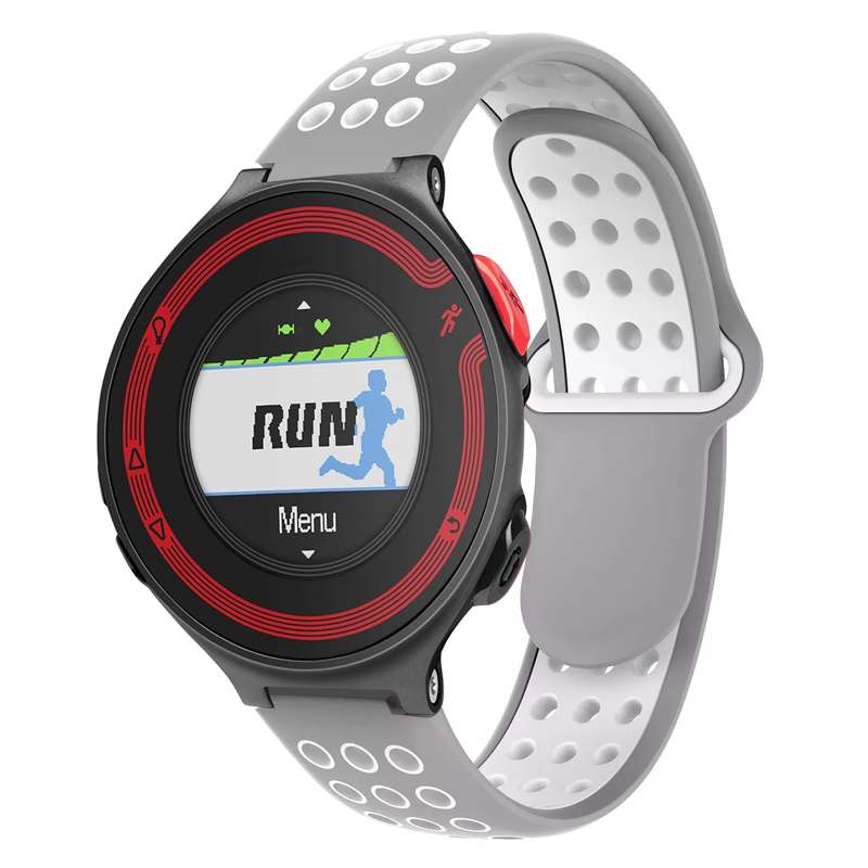 For Garmin Forerunner 220 Two-Color Punched Breathable Silicone Watch Band(Black+Grey)
