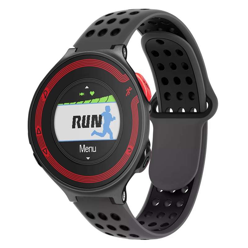 For Garmin Forerunner 220 Two-Color Punched Breathable Silicone Watch Band(Black+Grey)