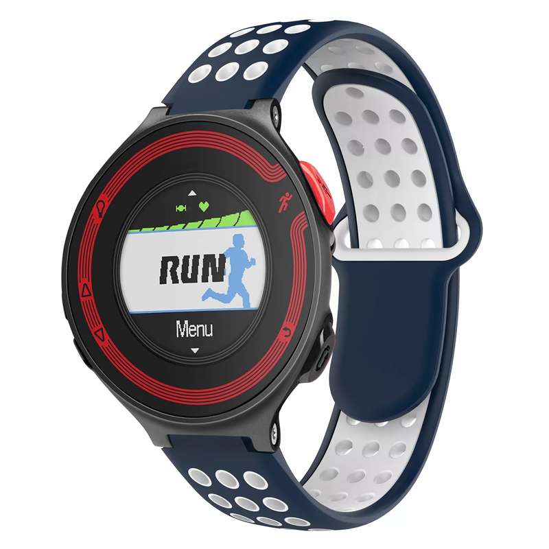 For Garmin Forerunner 220 Two-Color Punched Breathable Silicone Watch Band(Black+Grey)