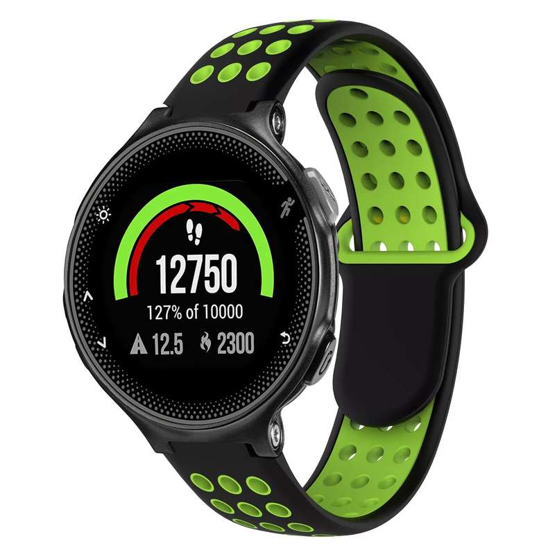 For Garmin Forerunner 235 Two-Color Punched Breathable Silicone Watch Band(Black+Yellow)