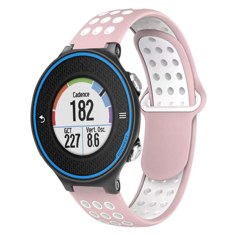 For Garmin Forerunner 620 Two-Color Punched Breathable Silicone Watch Band(Black+Grey)