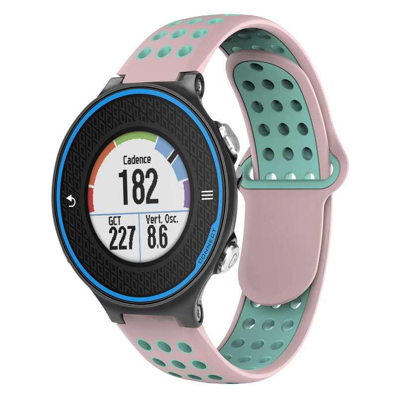 For Garmin Forerunner 620 Two-Color Punched Breathable Silicone Watch Band(Black+Grey)