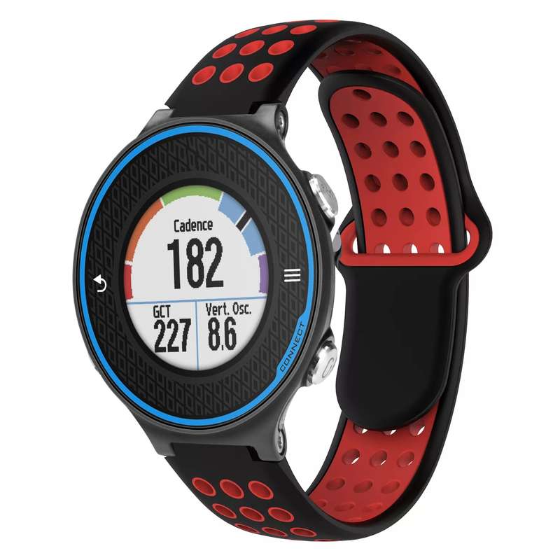 For Garmin Forerunner 620 Two-Color Punched Breathable Silicone Watch Band(Black+Grey)
