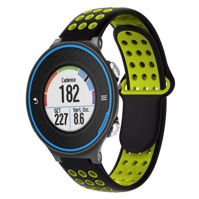 For Garmin Forerunner 620 Two-Color Punched Breathable Silicone Watch Band(Black+Grey)