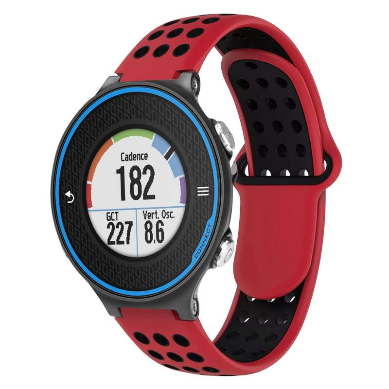 For Garmin Forerunner 620 Two-Color Punched Breathable Silicone Watch Band(Black+Grey)