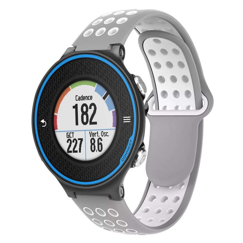 For Garmin Forerunner 620 Two-Color Punched Breathable Silicone Watch Band(Black+Grey)