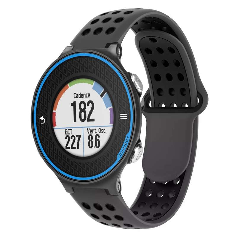 For Garmin Forerunner 620 Two-Color Punched Breathable Silicone Watch Band(Black+Grey)