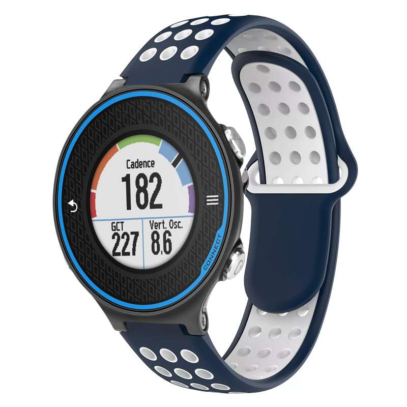 For Garmin Forerunner 620 Two-Color Punched Breathable Silicone Watch Band(Black+Grey)