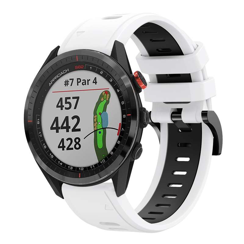 For Garmin Approach S62 22mm Two-Color Sports Silicone Watch Band(Black+White)