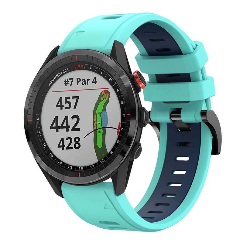 For Garmin Approach S62 22mm Two-Color Sports Silicone Watch Band(Black+White)