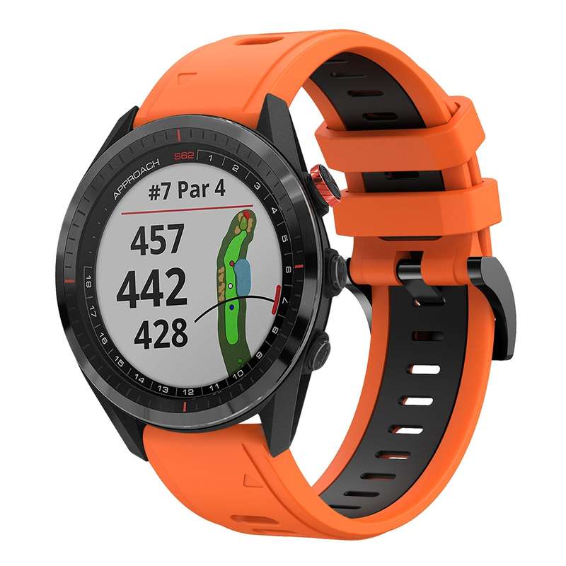 For Garmin Approach S62 22mm Two-Color Sports Silicone Watch Band(Black+White)