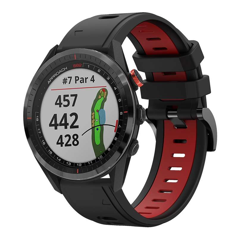For Garmin Approach S62 22mm Two-Color Sports Silicone Watch Band(Black+White)