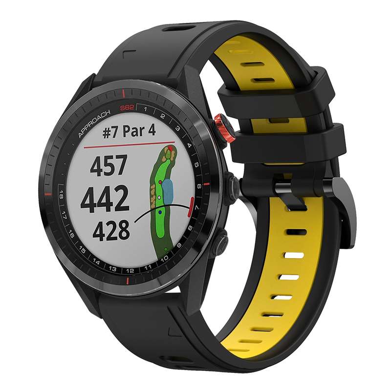 For Garmin Approach S62 22mm Two-Color Sports Silicone Watch Band(Black+White)