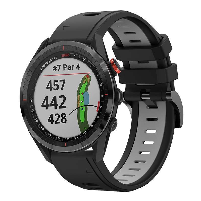 For Garmin Approach S62 22mm Two-Color Sports Silicone Watch Band(Black+White)