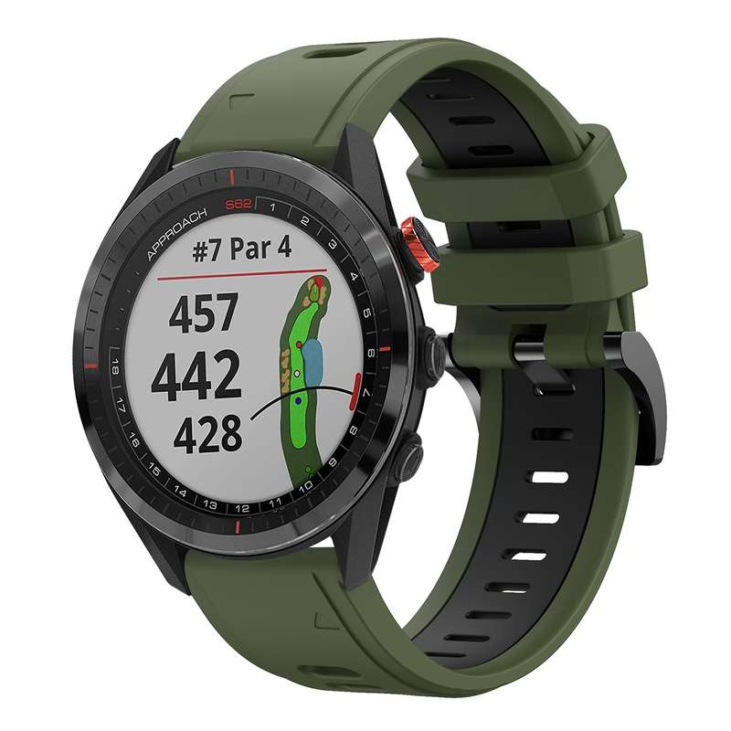 For Garmin Approach S62 22mm Two-Color Sports Silicone Watch Band(Black+White)