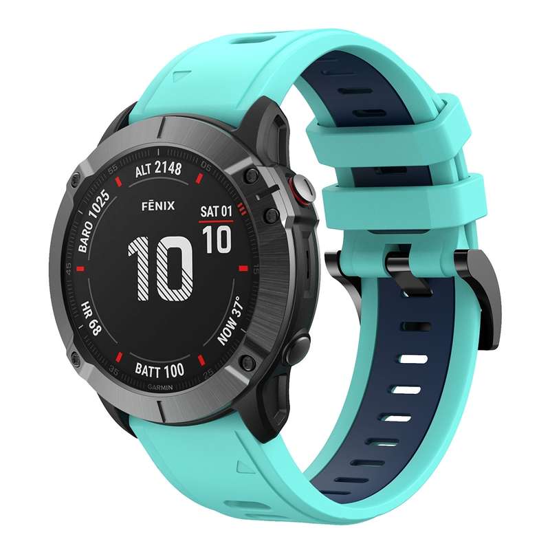 For Garmin Fenix 6 Pro GPS 22mm Two-Color Sports Silicone Watch Band(Orange+Black)