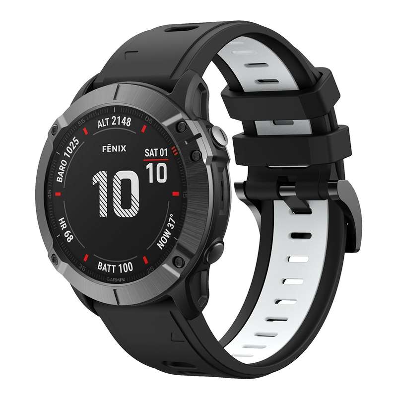For Garmin Fenix 6 Pro GPS 22mm Two-Color Sports Silicone Watch Band(Orange+Black)