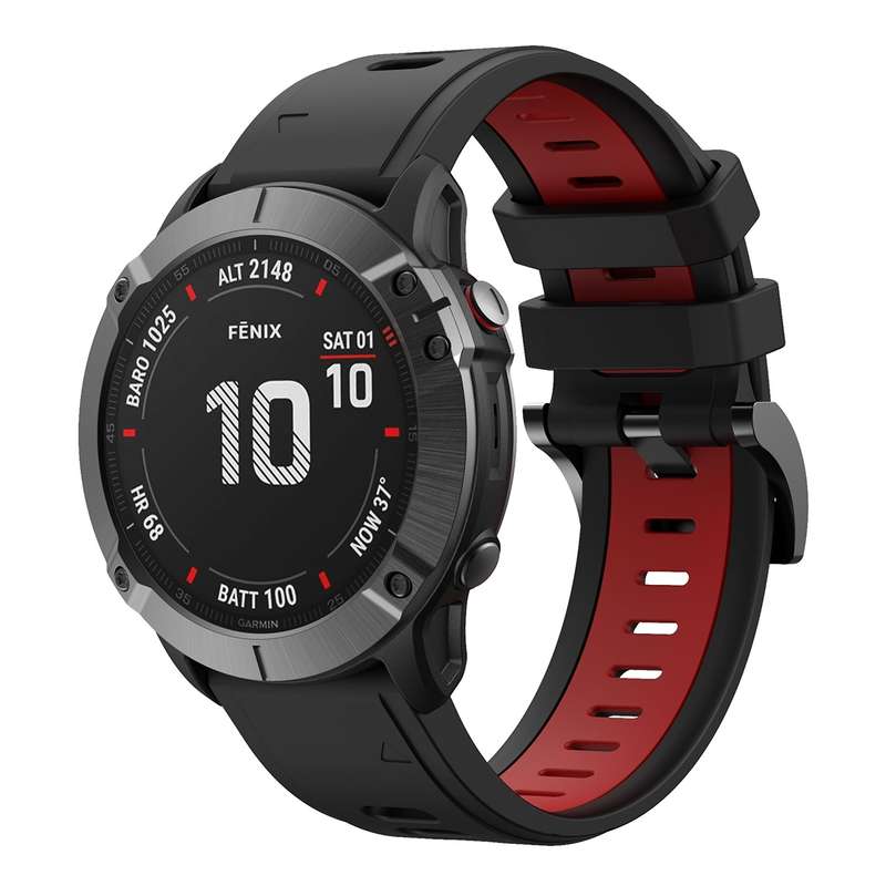 For Garmin Fenix 6 Pro GPS 22mm Two-Color Sports Silicone Watch Band(Orange+Black)