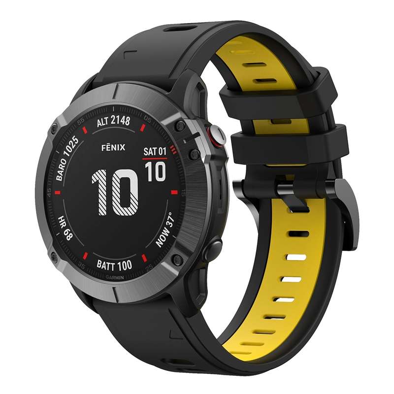 For Garmin Fenix 6 Pro GPS 22mm Two-Color Sports Silicone Watch Band(Orange+Black)