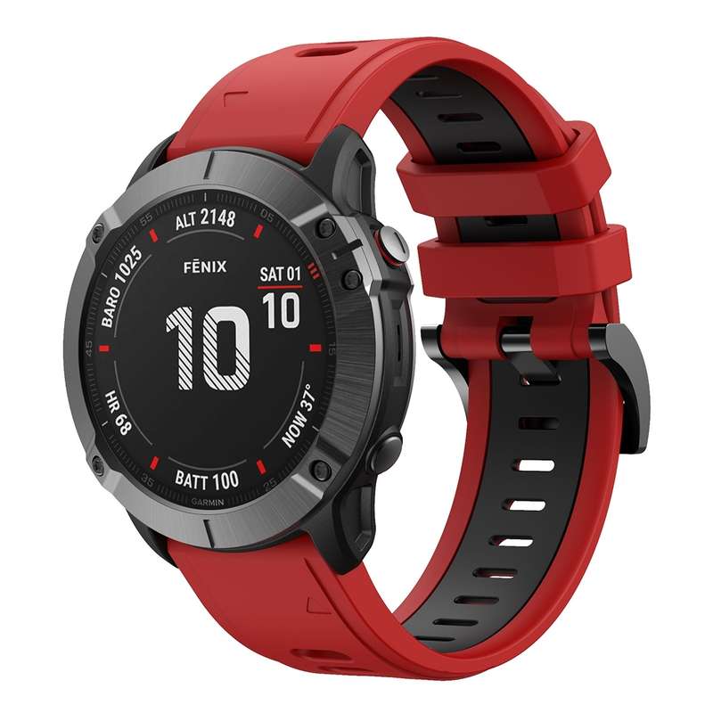 For Garmin Fenix 6 Pro GPS 22mm Two-Color Sports Silicone Watch Band(Orange+Black)