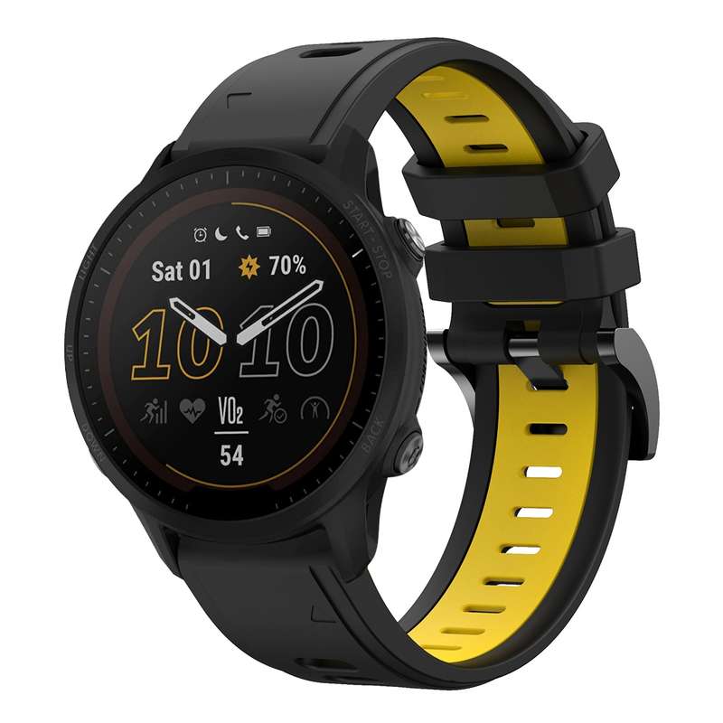 For Garmin Forerunner 955 22mm Two-Color Sports Silicone Watch Band(Orange+Black)