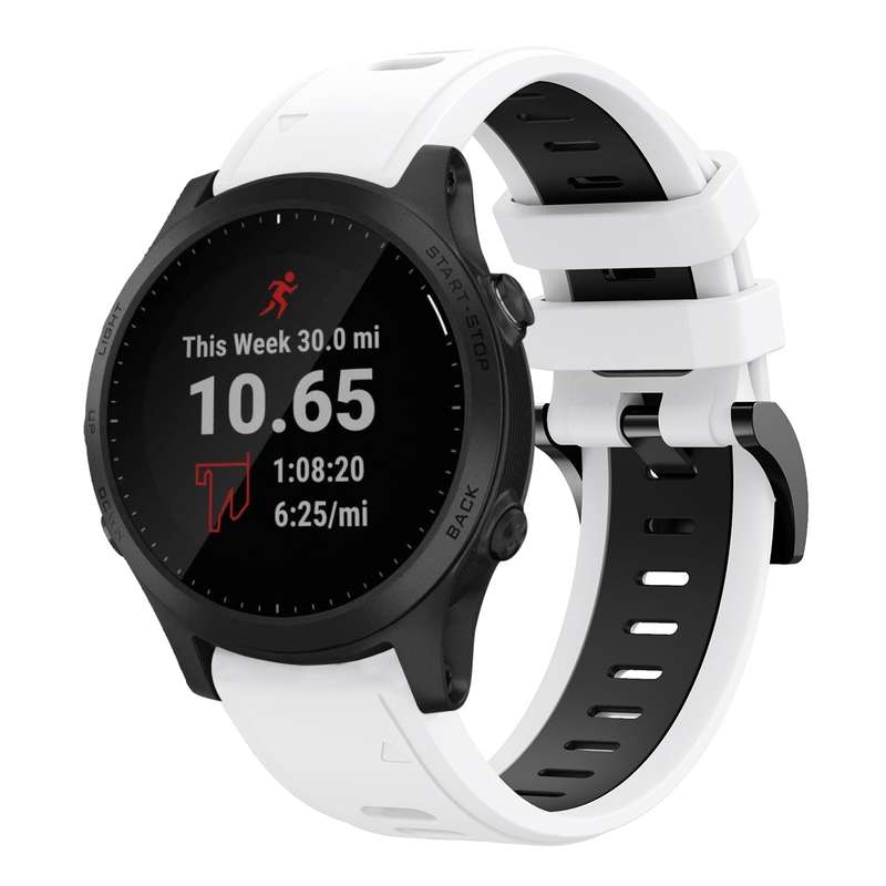 For Garmin Forerunner 945 22mm Two-Color Sports Silicone Watch Band(Black+Grey)