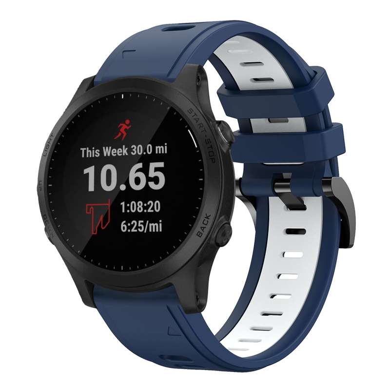 For Garmin Forerunner 945 22mm Two-Color Sports Silicone Watch Band(Black+Grey)
