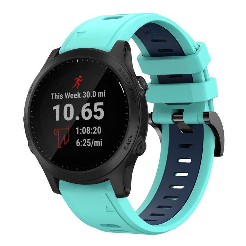 For Garmin Forerunner 945 22mm Two-Color Sports Silicone Watch Band(Black+Grey)