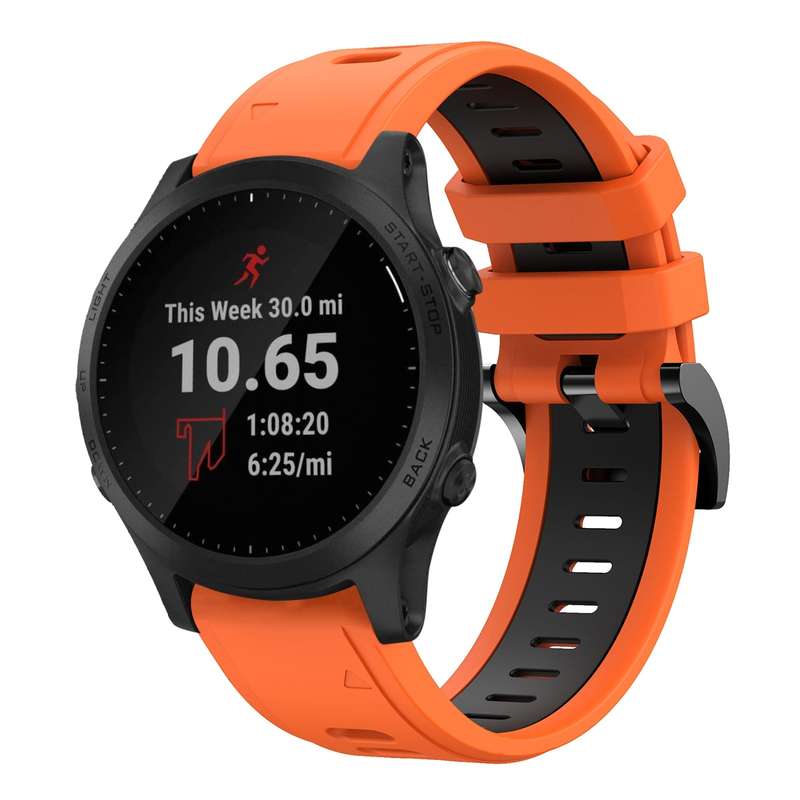 For Garmin Forerunner 945 22mm Two-Color Sports Silicone Watch Band(Black+Grey)
