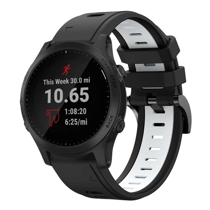 For Garmin Forerunner 945 22mm Two-Color Sports Silicone Watch Band(Black+Grey)