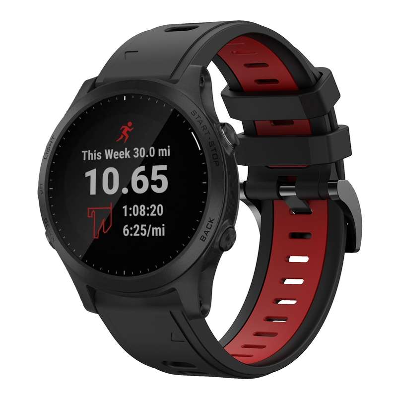 For Garmin Forerunner 945 22mm Two-Color Sports Silicone Watch Band(Black+Grey)